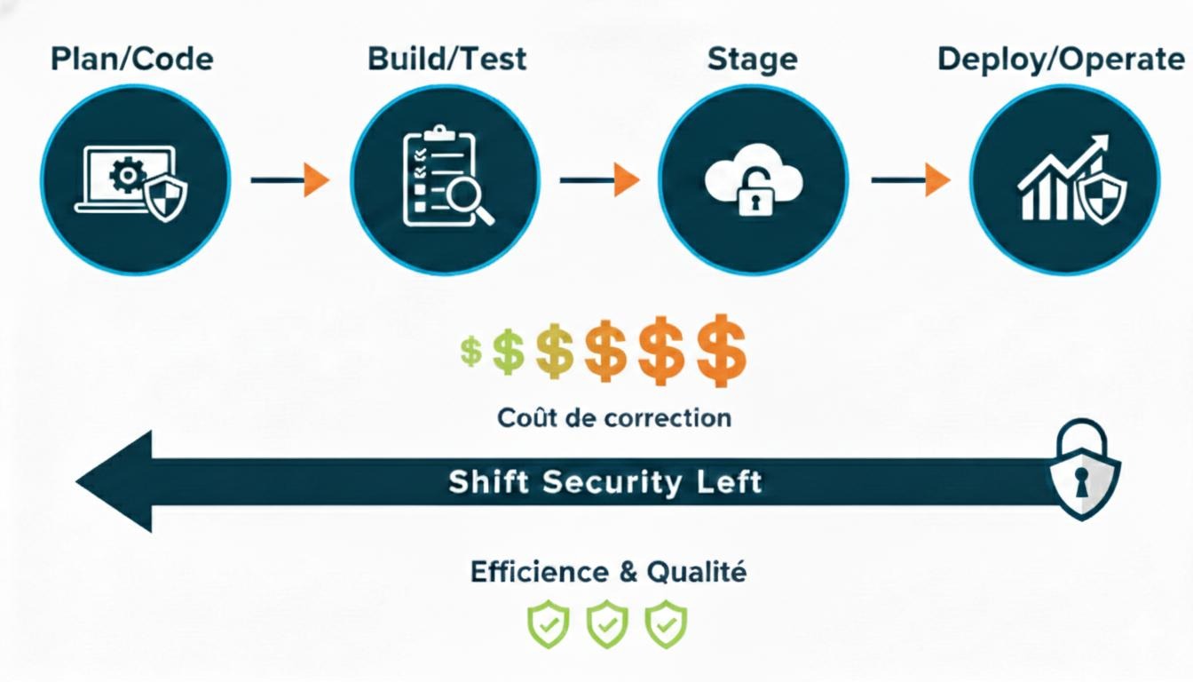 Schéma illustrant le concept de Shift Left Security
